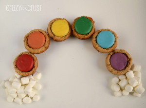 Rainbow Peanut Butter Cookie Cups by www.crazyforcrust.com #cookie #rainbow #christmas