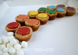 Rainbow Peanut Butter Cookie Cups by www.crazyforcrust.com #cookie #rainbow #christmas