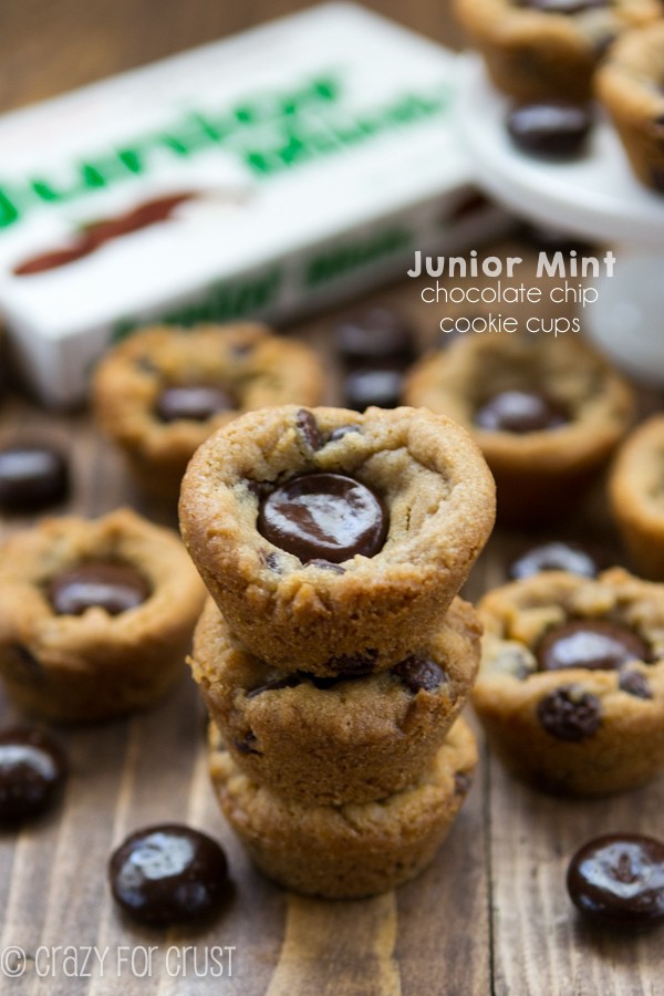 Junior Mint Chocolate Chip Cookie Cups - Crazy for Crust