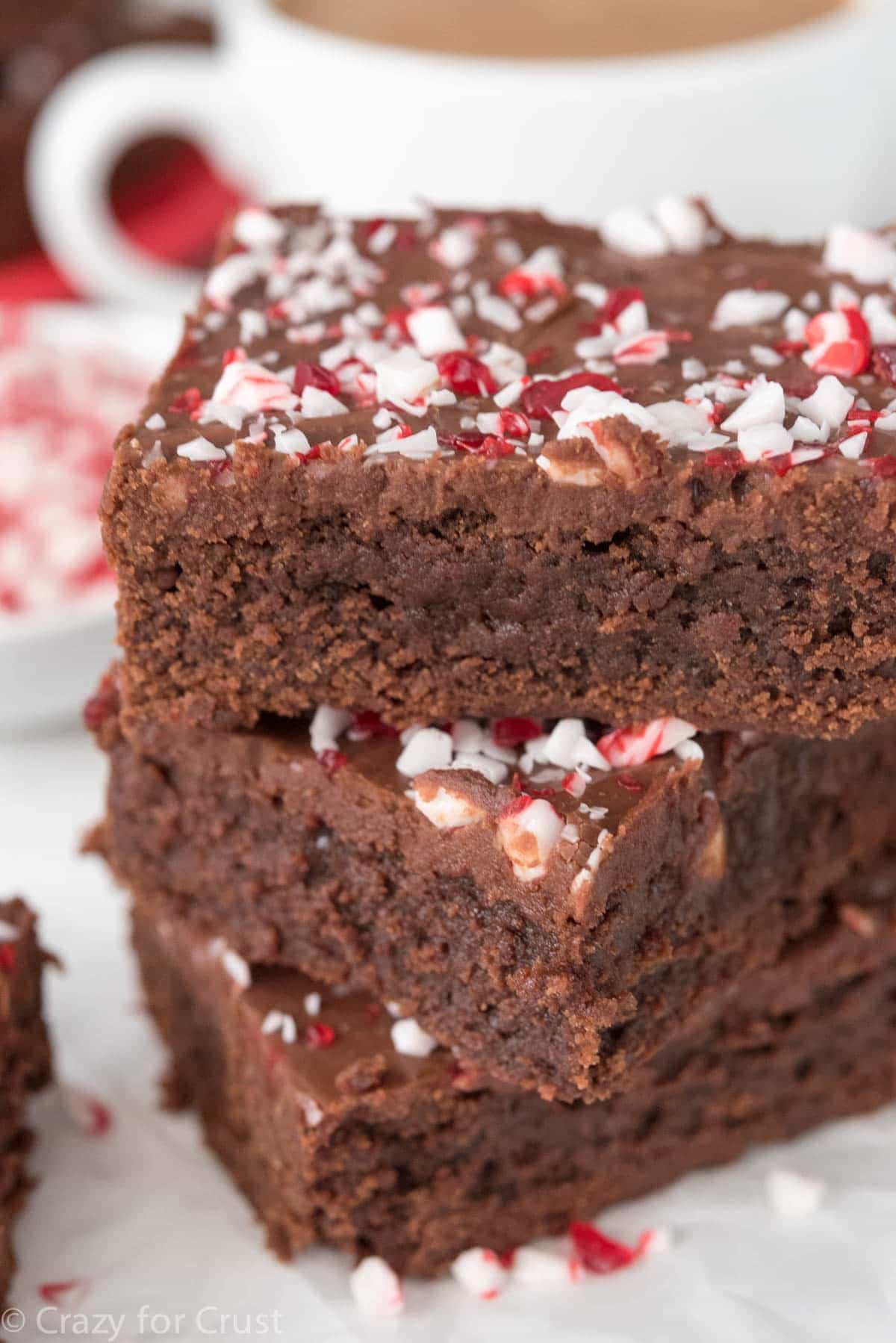 Thick and Fudgy Peppermint Mocha Brownies - Crazy for Crust