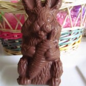 Chocolate Bunny In Front of an Easter Basket