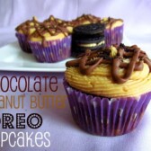 Chocolate Peanut Butter Oreo Cupcakes On a Serving Platter