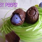 Chocolate Baby Peeps in Grass