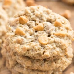 stack of oatmeal scotchie cookies