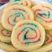 spiral cookies with red and blue sugar