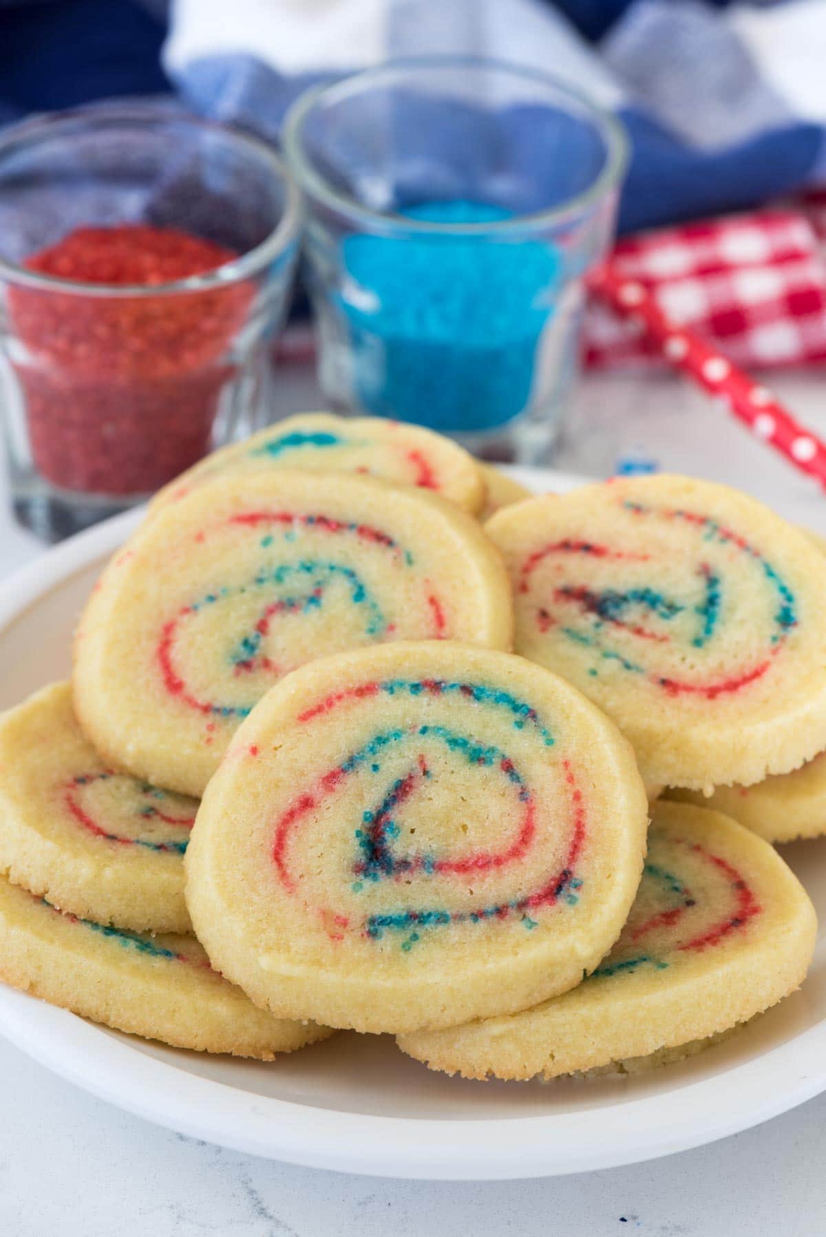 spiral cookies on white plate