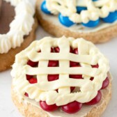 cookie decorated to look like cherry pie