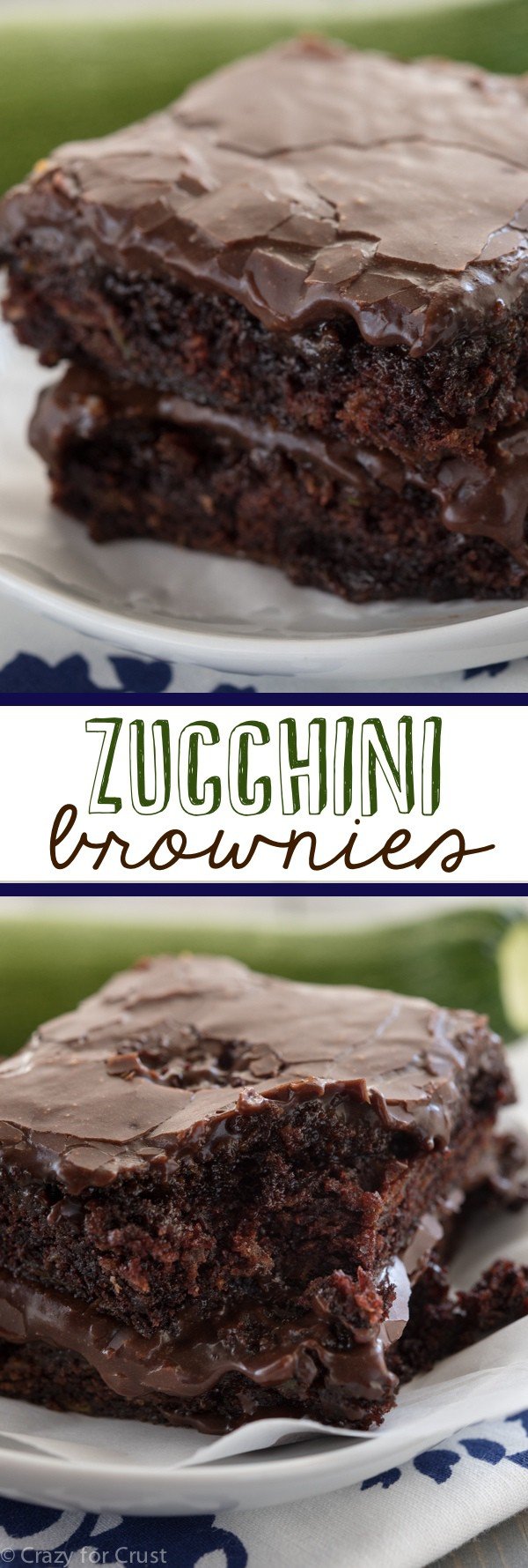 Zucchini Brownies - the easiest recipe for the most gooey, chocolaty, fudgy brownies full of zucchini! And NO ONE will guess!