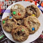 candy overload cookies overhead photo on white plate