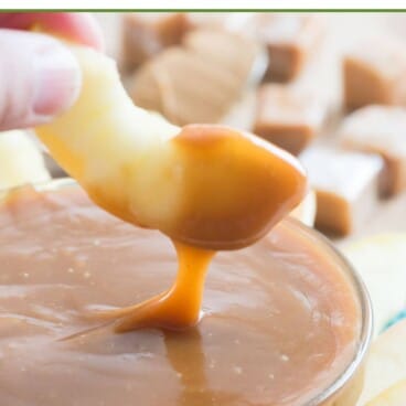 peanut butter caramel apple dip with words