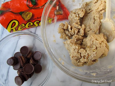 snowball cookie dough with reese's peanut butter cups
