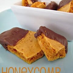 honeycomb on blue plate