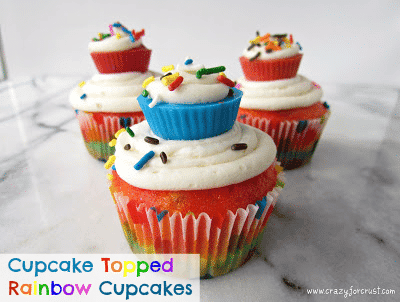 cupcake topped rainbow cupcakes