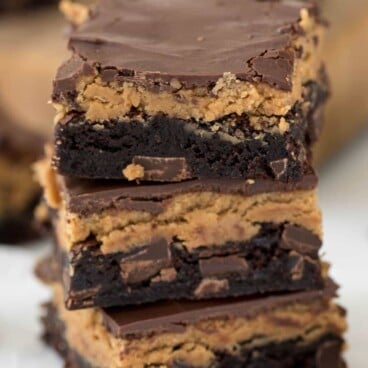 Stack of Nutter Butter Truffle Brownies