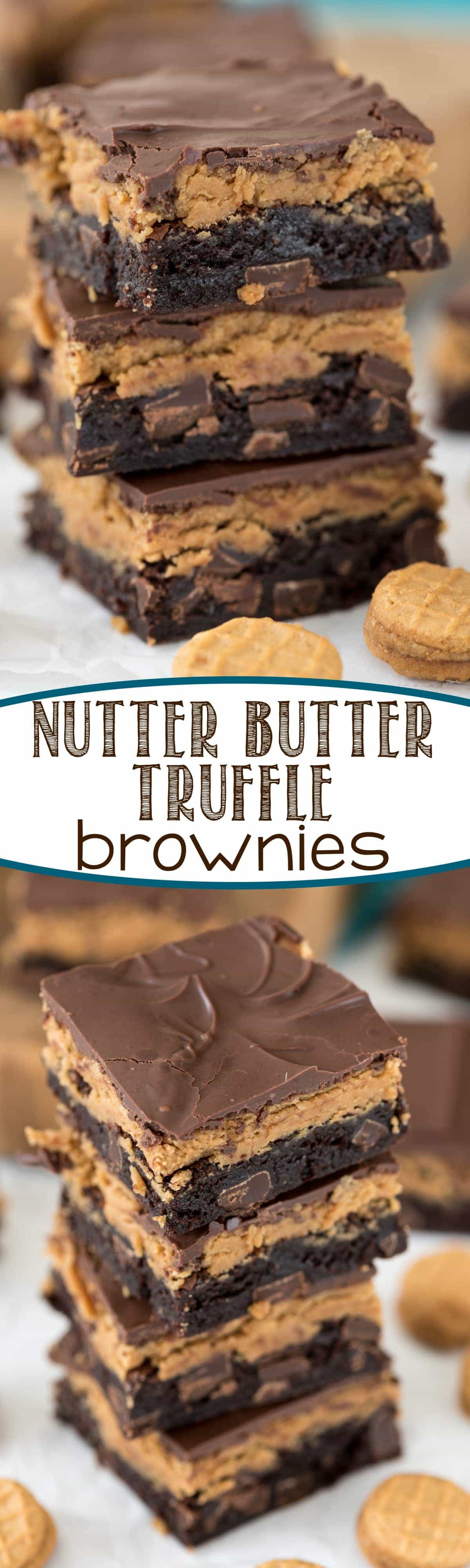 Nutter Butter Truffle Brownies - this easy recipe combines fudgy brownies with peanut butter cookie truffles! 