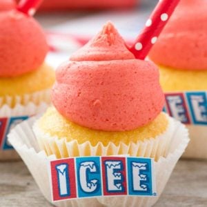 Up close picture of an ICEE cupcake