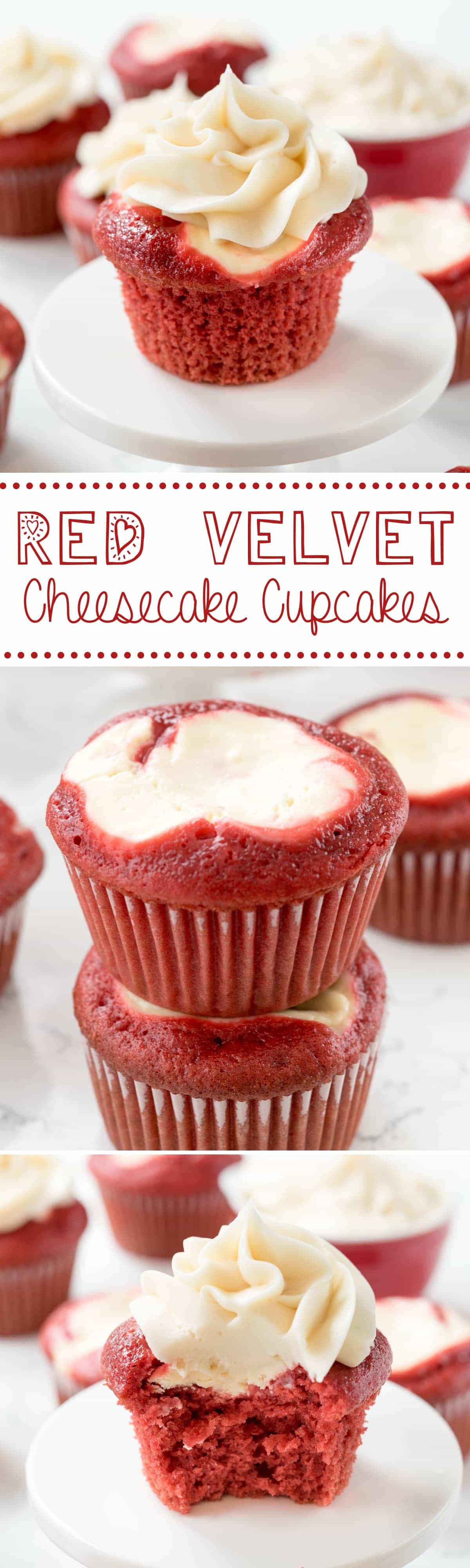 Red Velvet Cream Cheese Cupcakes - these easy cupcakes are completely from scratch. Red Velvet Cake filled with cheesecake and topped with cream cheese frosting - an amazing cupcake recipe!