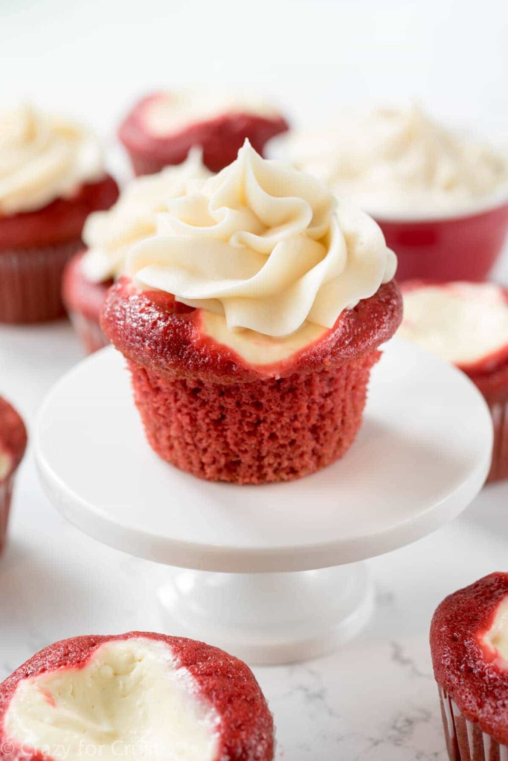 Red Velvet Cheesecake Cupcakes - Crazy for Crust