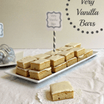 Very vanilla bars on a white tray with title