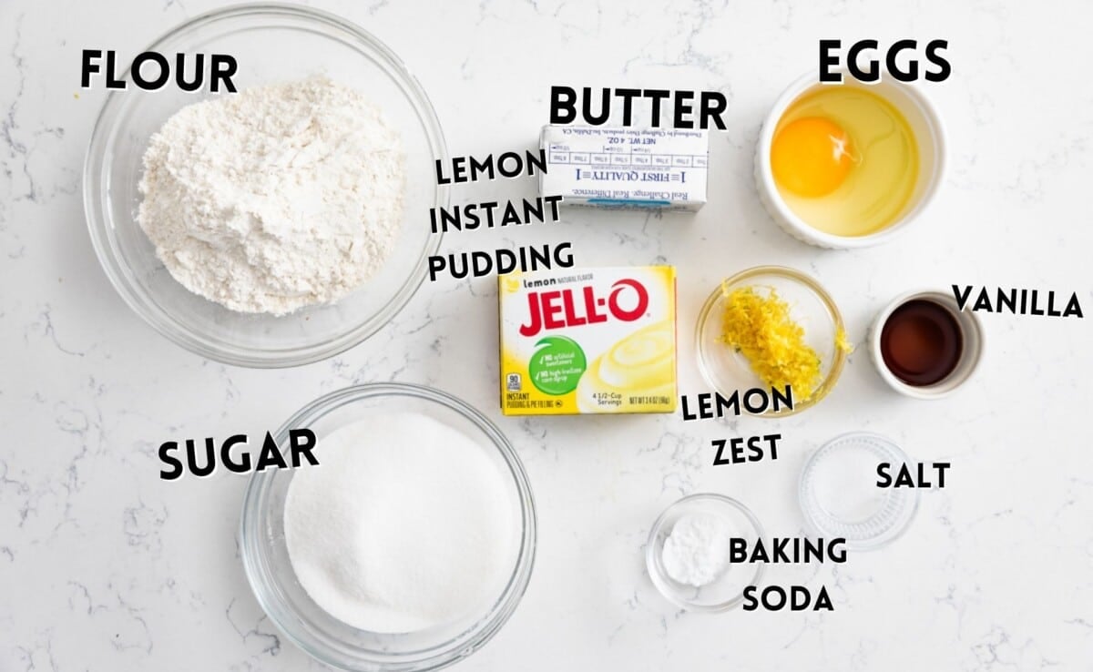 ingredients in lemon pudding cookies.
