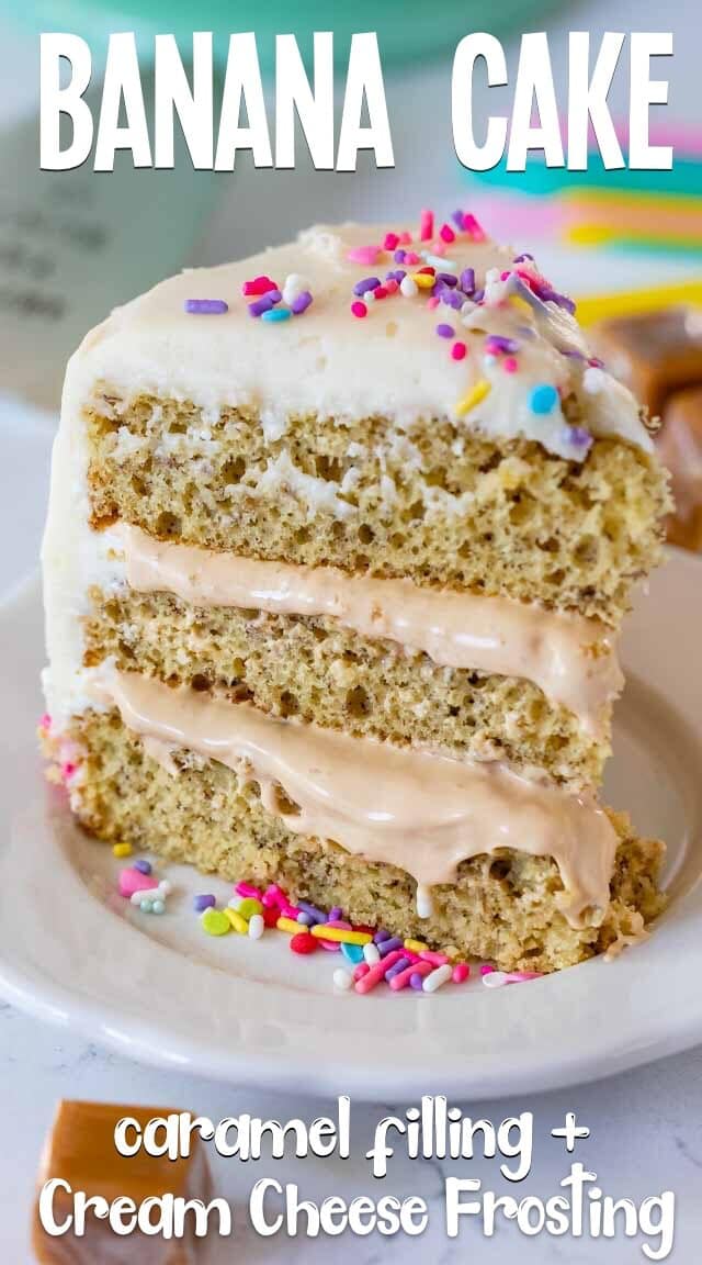 slice of easy banana cake on white plate