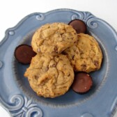 Skinnier Butterscotch Reese's Pudding Cookies on blue plate