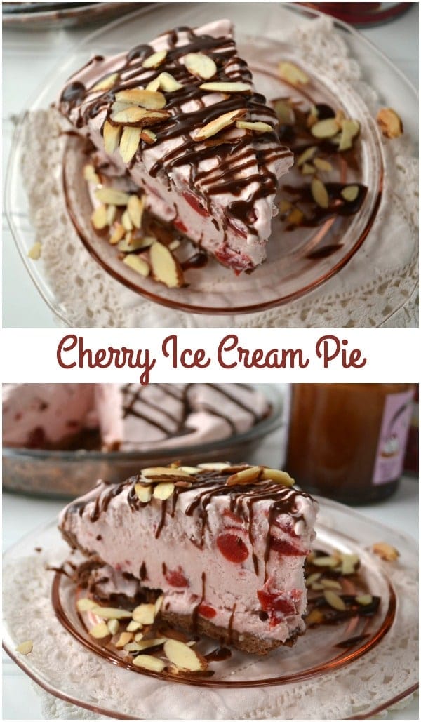 Cherry Ice Cream Pie with a chocolate almond crust!