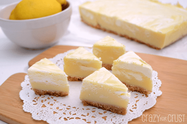 lemon fudge with crust shaped like pie slices