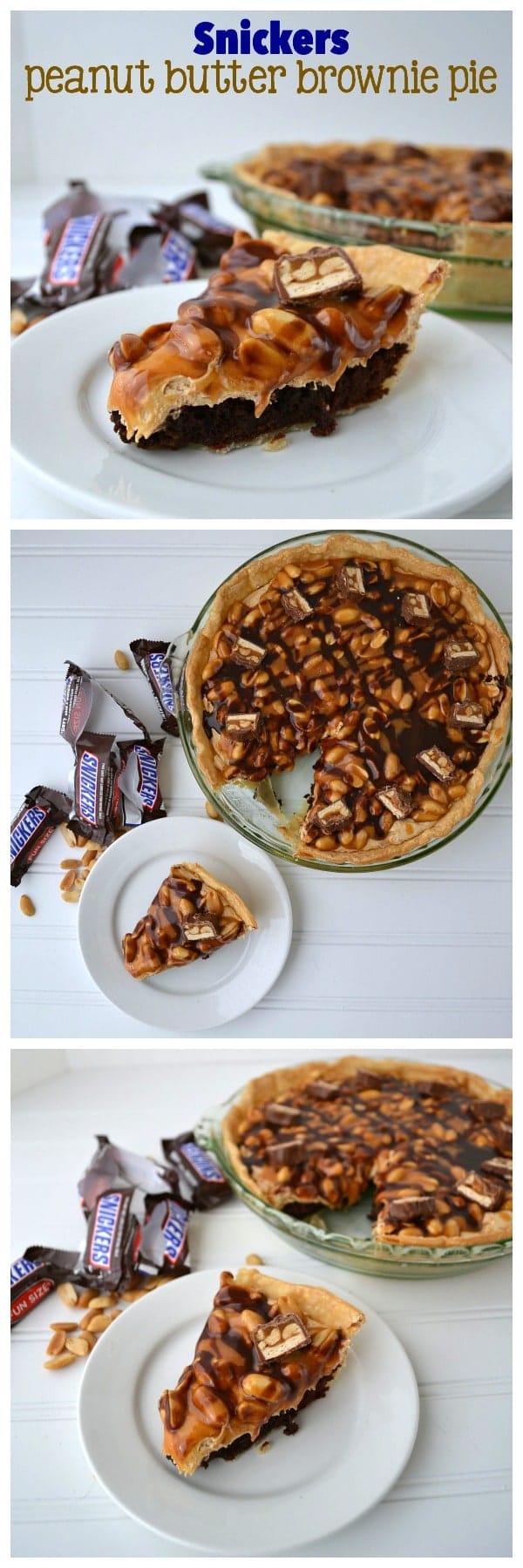 Snickers Peanut Butter Brownie Pie