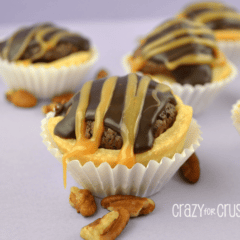 Mini turtle pies in white cupcake liners.