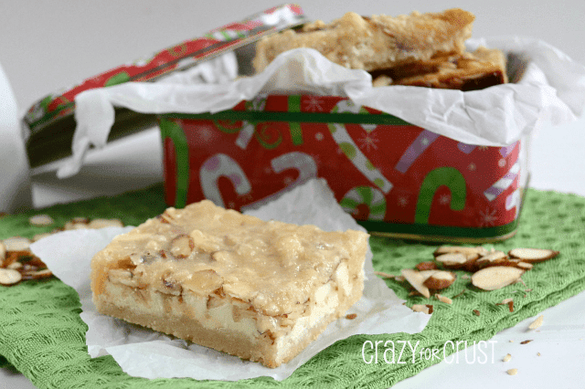 almond white chocolate magic bars on parchment paper