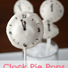 Clock pie pops, with graphic title on the bottom.