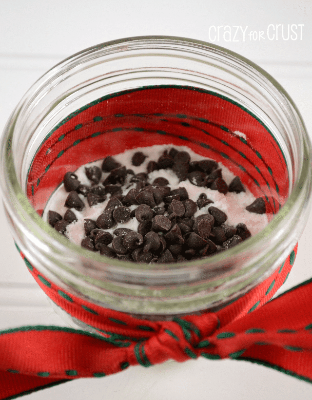 almond cake in a jar with christmas sprinkles 