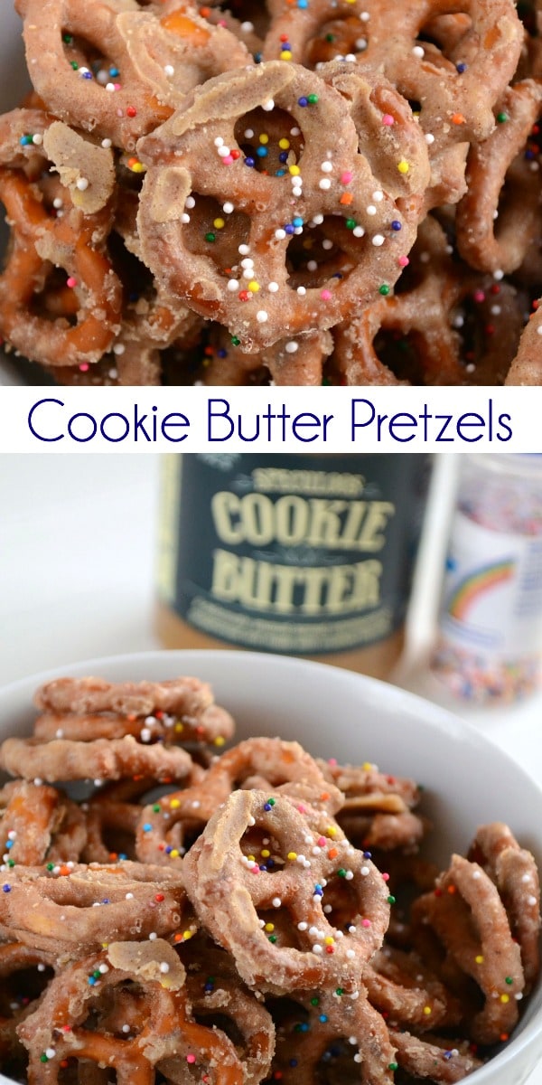 Cookie Butter Pretzels - a sweet and salty snack that's perfect for parties!