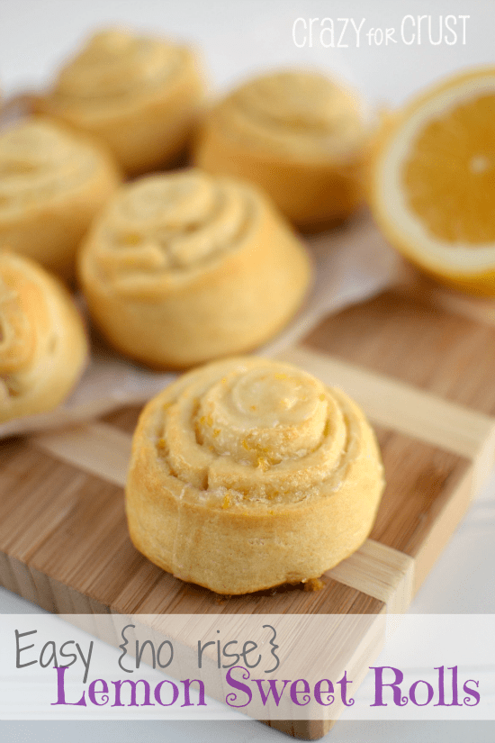 lemon sweet rolls on cutting board