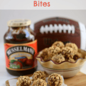 Peanut Apple Butter Bites on parchment on wood cutting board