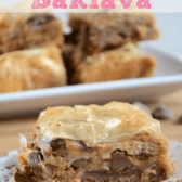 peanut butter baklava on white doily on cutting board