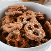 biscoff pretzels in white bowl