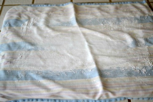 kitchen towel with powdered sugar
