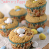 peanut butter muffins with mini cadbury eggs