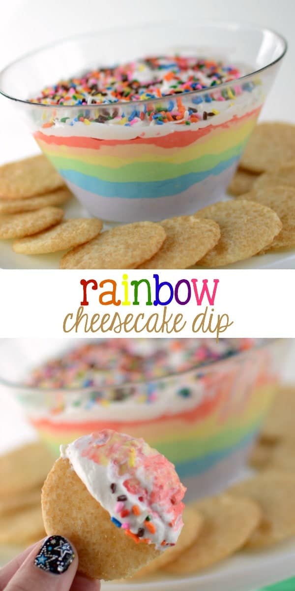 Rainbow Cheesecake Dip collage photo