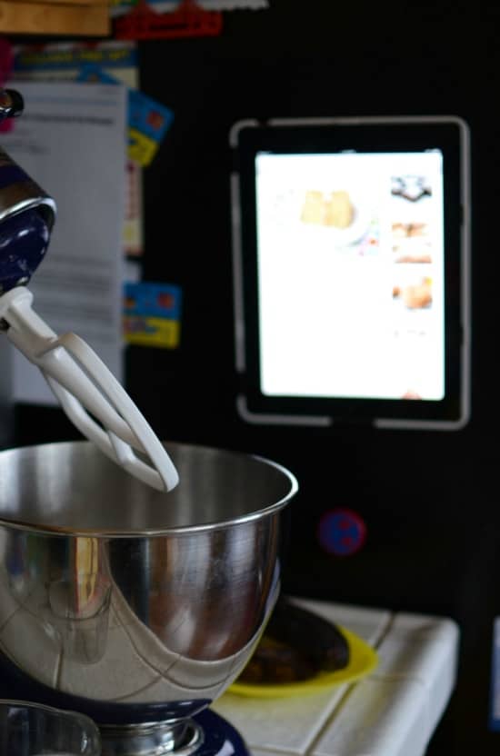 KICMount behind the kitchenaid mixer on counter