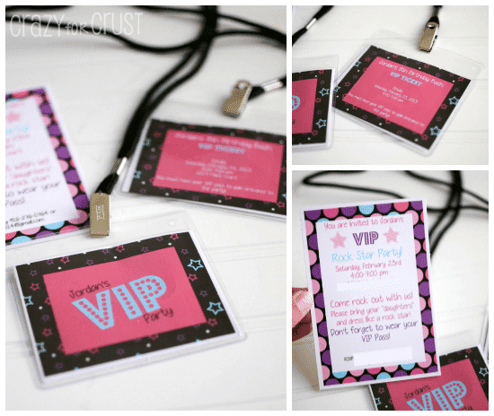 VIP Rock Star Party invitations and party passes