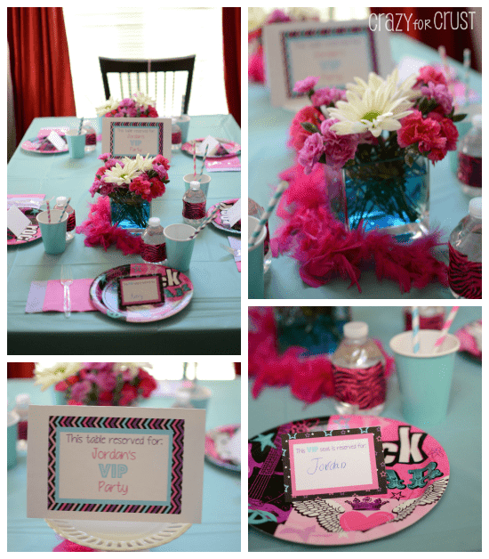 VIP Rock Star Party table decorations