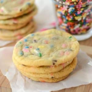 stack of thin-sugar-cookies with sprinklesd