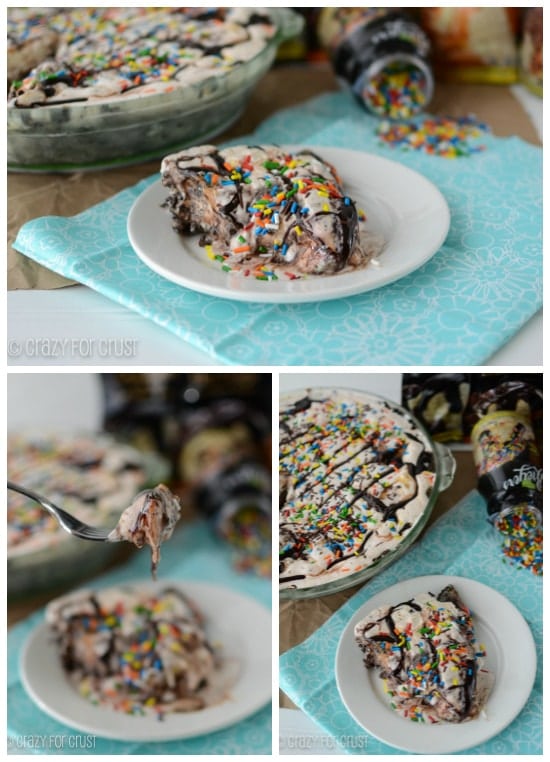 Seven Layer Ice Cream Pie by crazyforcrust.com | Pretzels, Oreos, Hot Fudge, Caramel, Chocolate Sauce, and Ice Cream - the best pie ever! Seven-Layer-Ice-Cream-Pie-1