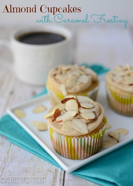 Almond Cupcakes with Caramel Frosting