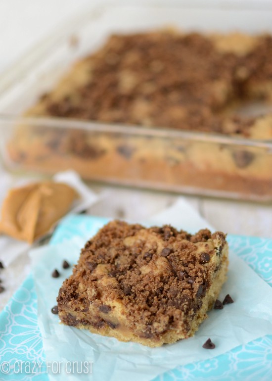 Peanut Butter Coffee Cake with Chocolate Chip Streusel - Crazy for Crust