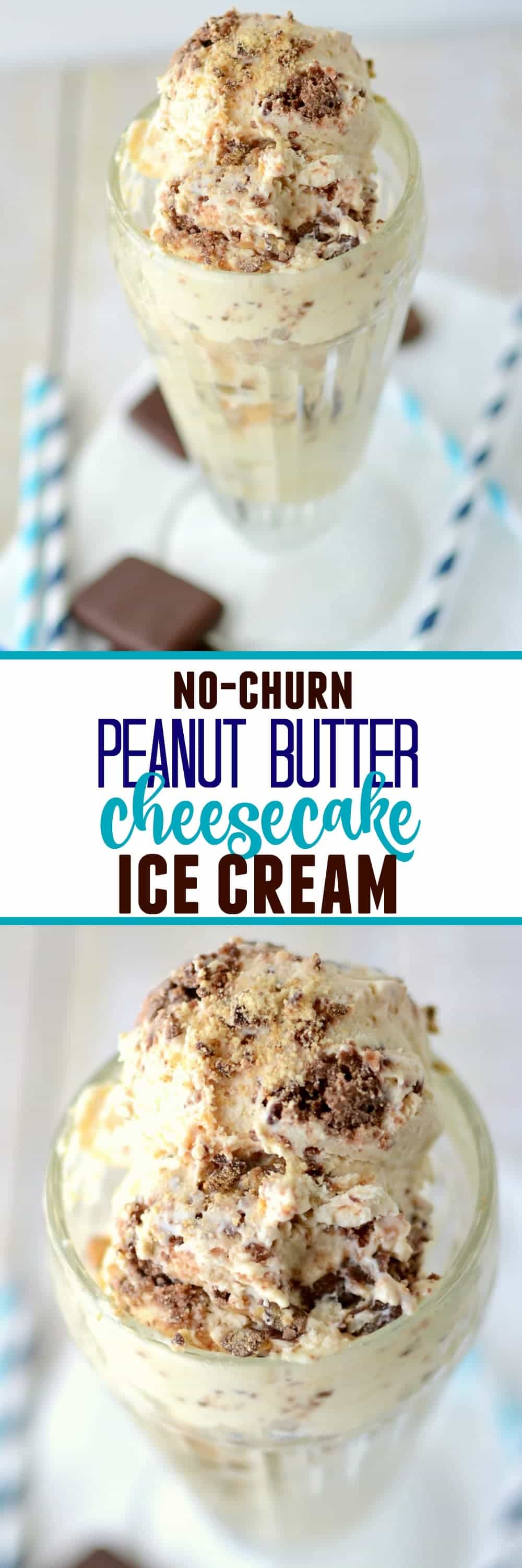 Easy No-Churn Peanut Butter Cheesecake Ice Cream - this is the easiest ice cream recipe you'll ever make! No machine needed!