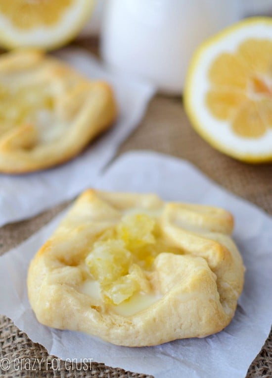 lemon cream danish on parchment paper